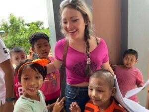 A visit, donation, and party at an HIV center