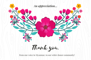 A voice from Myanmar says, "Thank you!"