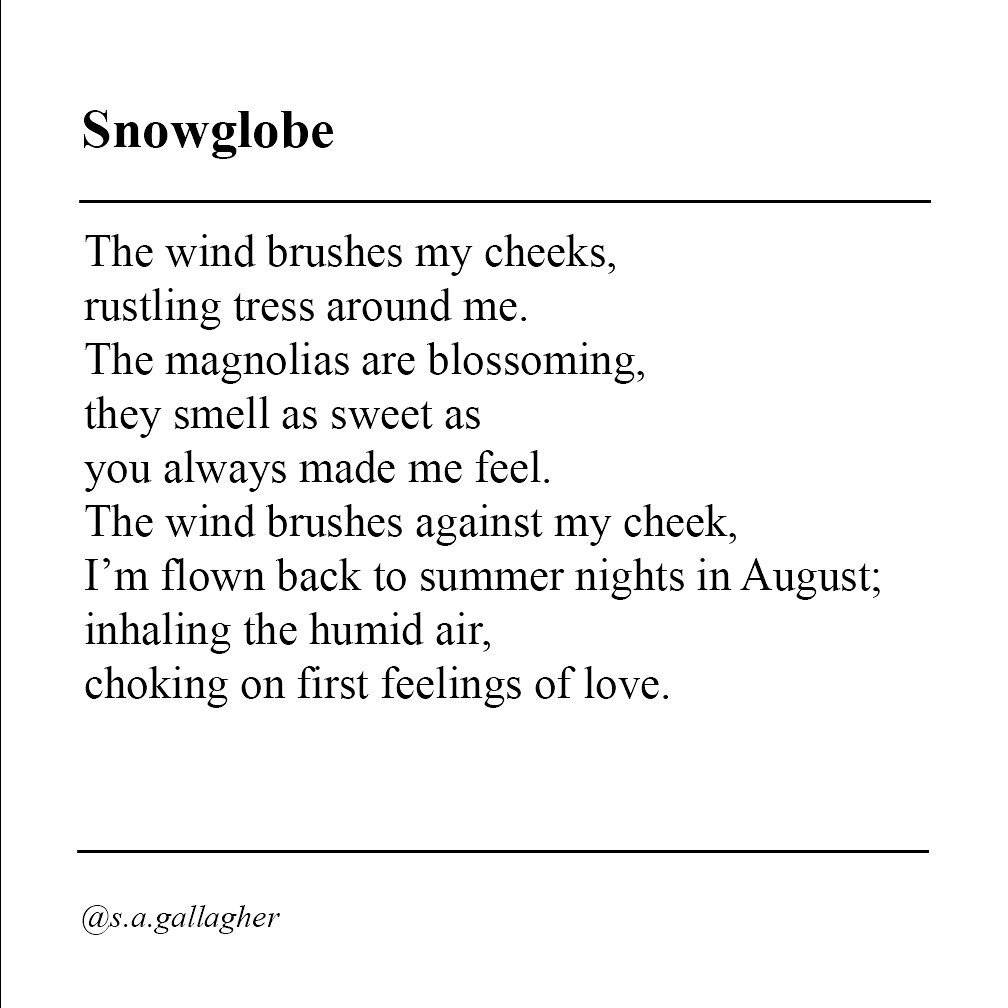𝗦𝗻𝗼𝘄𝗴𝗹𝗼𝗯𝗲. ⁣
⁣
Poem by S.A. Gallagher⁣
⁣
&bull;⁣
⁣
&bull;⁣
⁣
&bull;⁣
⁣
#poemoftheday #poetsofinstagram #poemsofinstagram #poetrycommunity #poetryporn #poetryisnotdead #poetrylovers