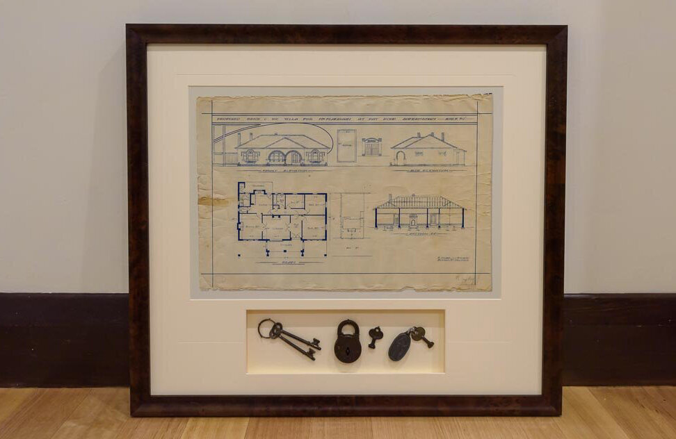 The original plans have been framed with the keys. A beautiful keepsake and conversation starter.