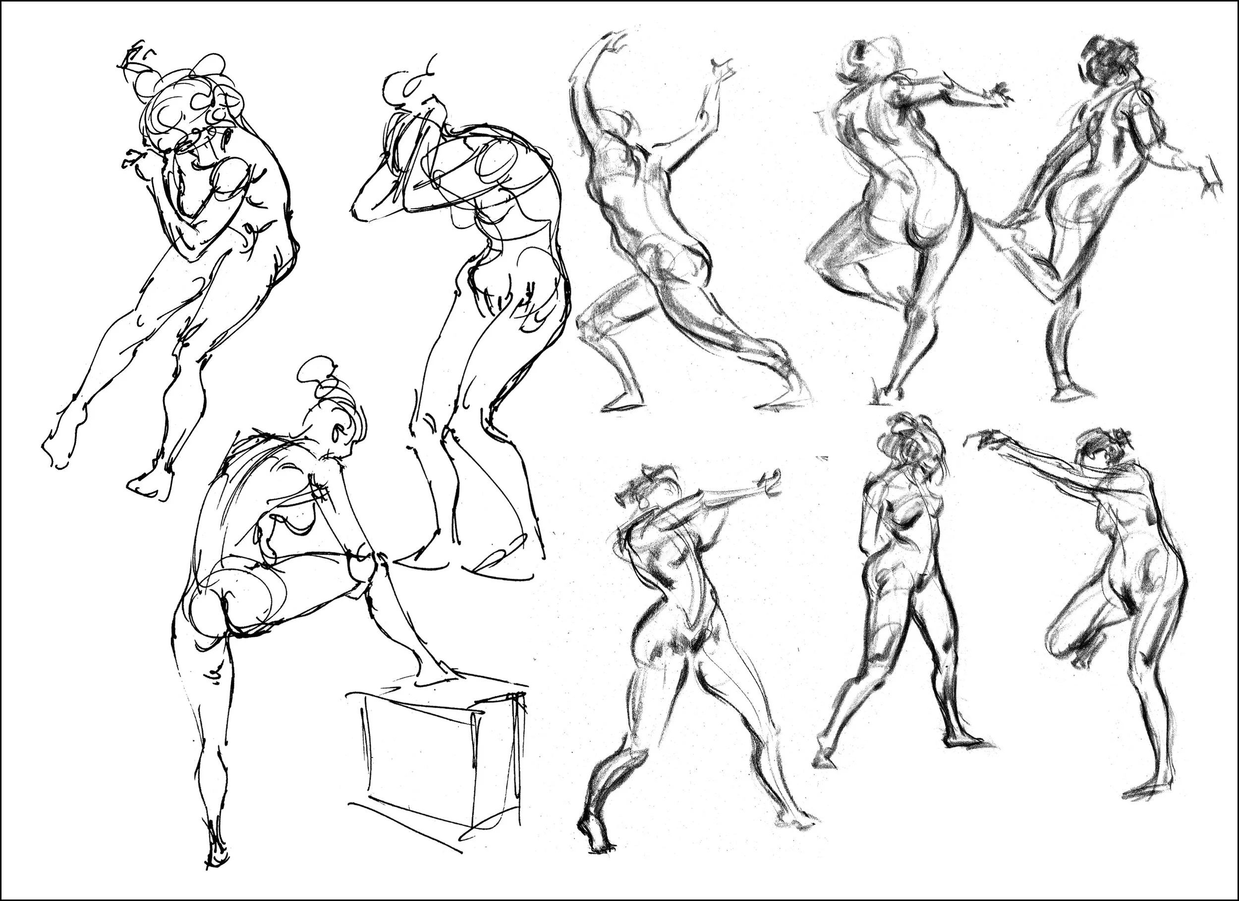  AAI Karl Gnass Class  Charcoal, Pen  Models: Mara &amp; Yuko 