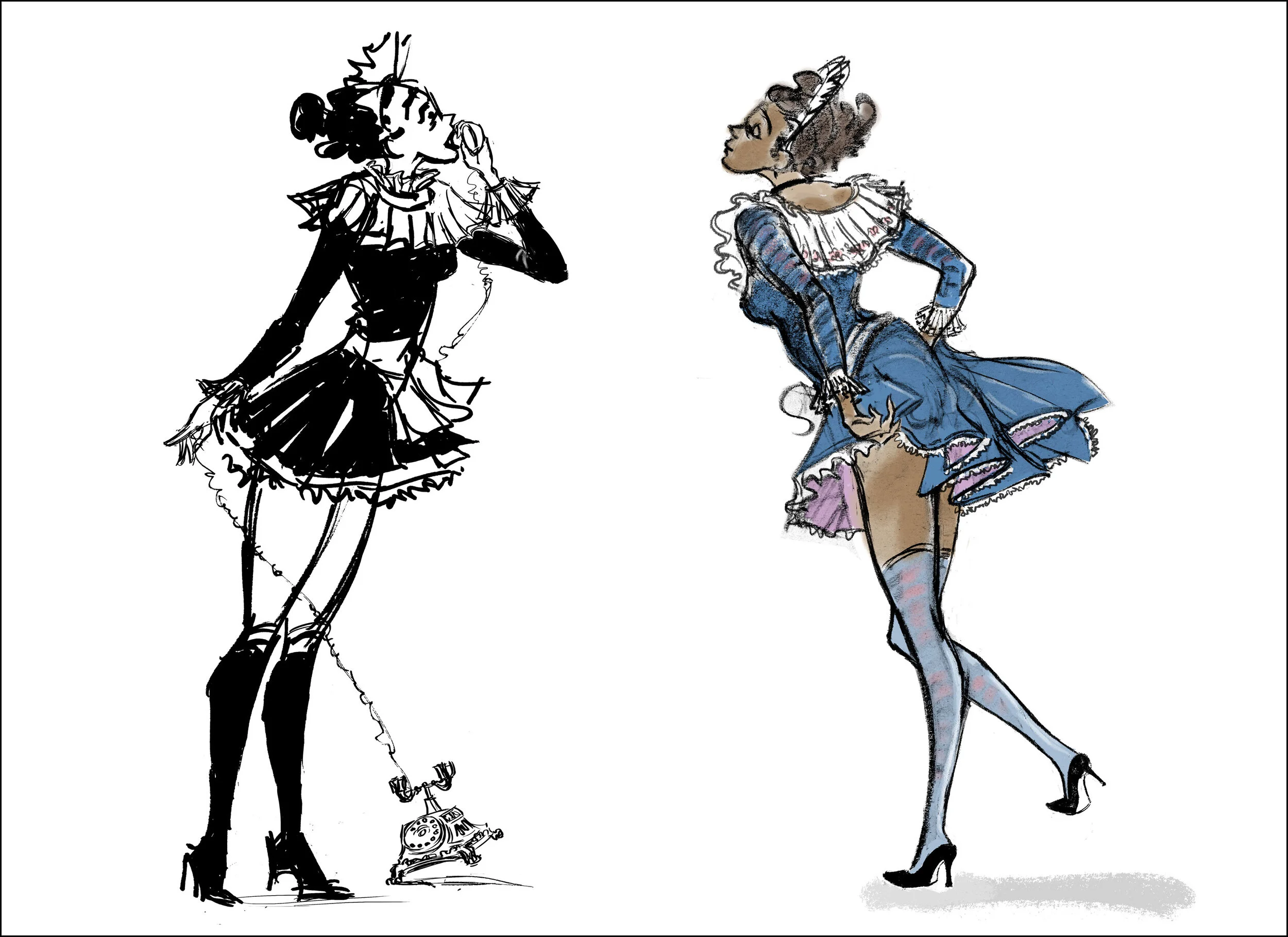  Draw Club,  French Maid   Marker, Digital  Model: Sara 