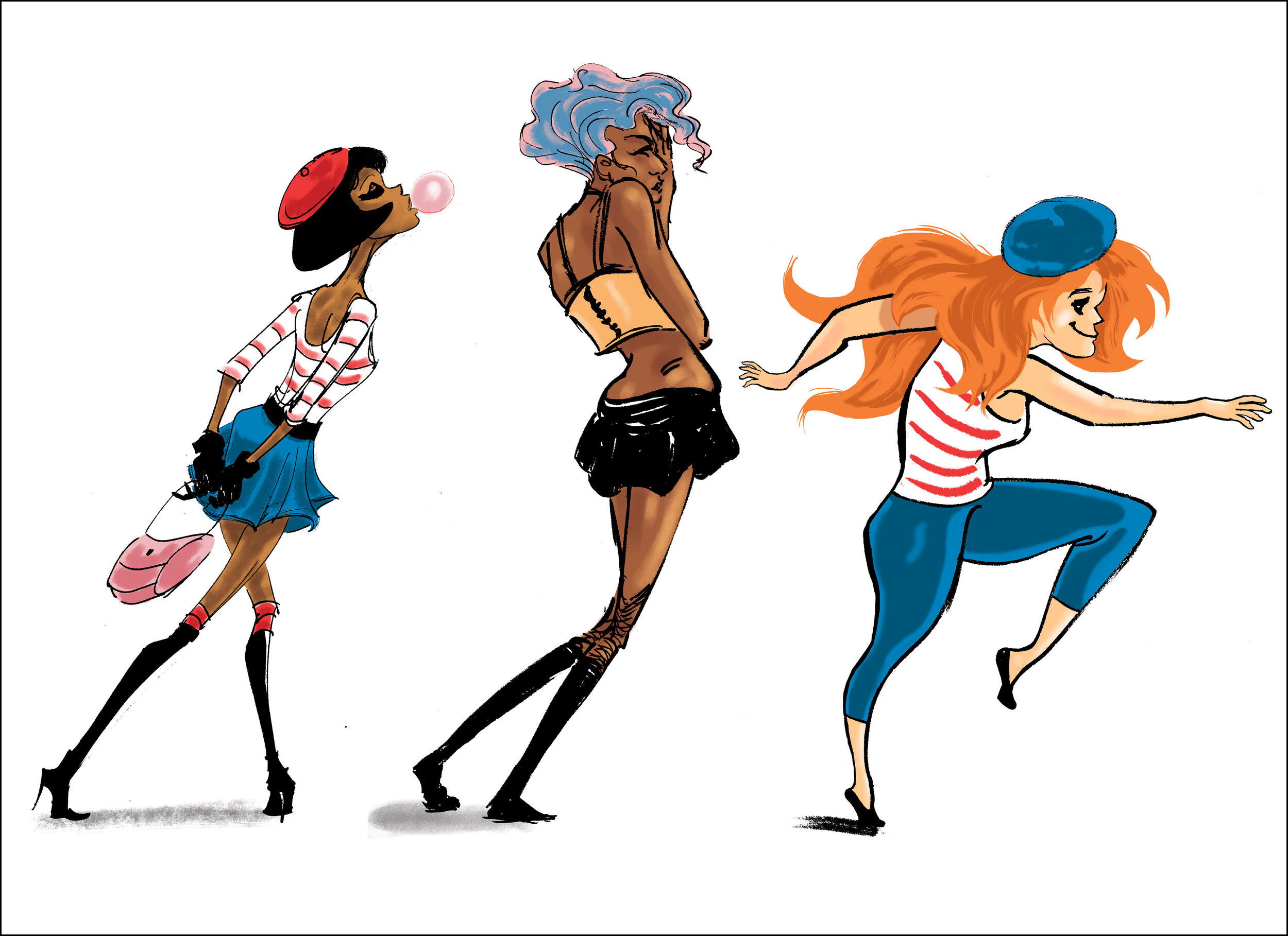  Draw Club,  French Cafe  &amp;  Schiele   Marker, Digital  Models: Daniella &amp; Stacy 