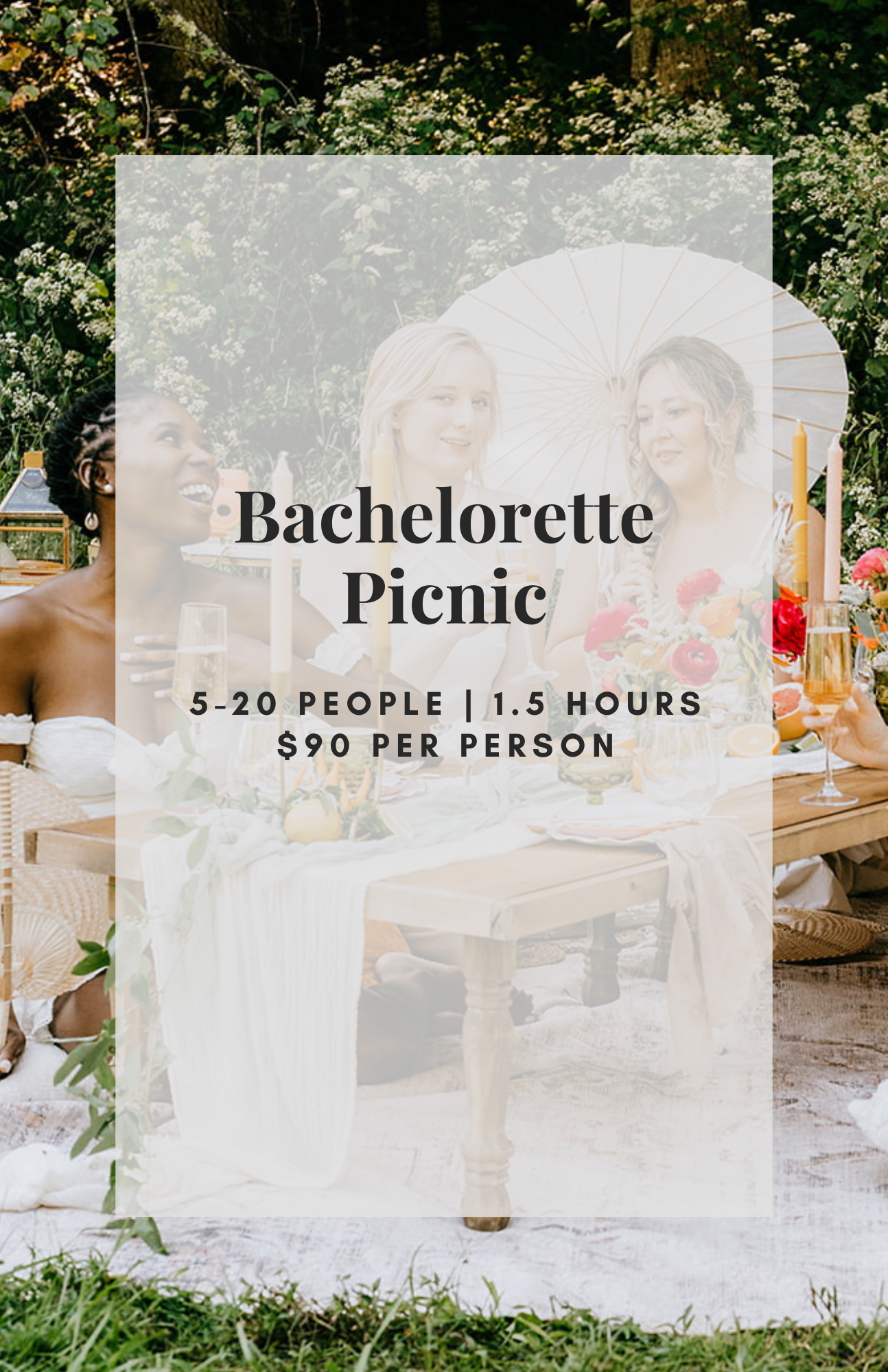 Hero Card for bachelorette's at a luxury picnic.