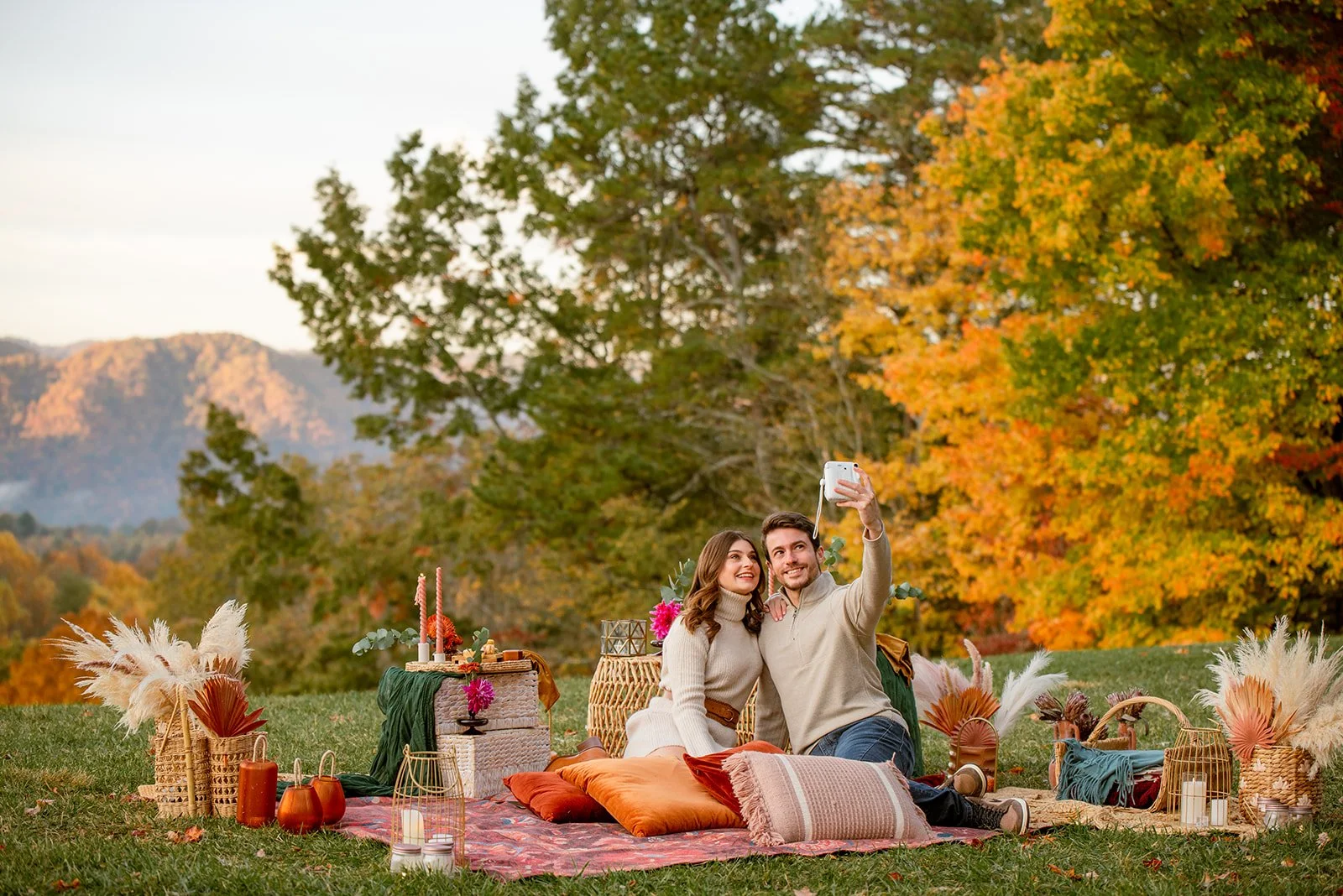 Couple celebrating after proposing