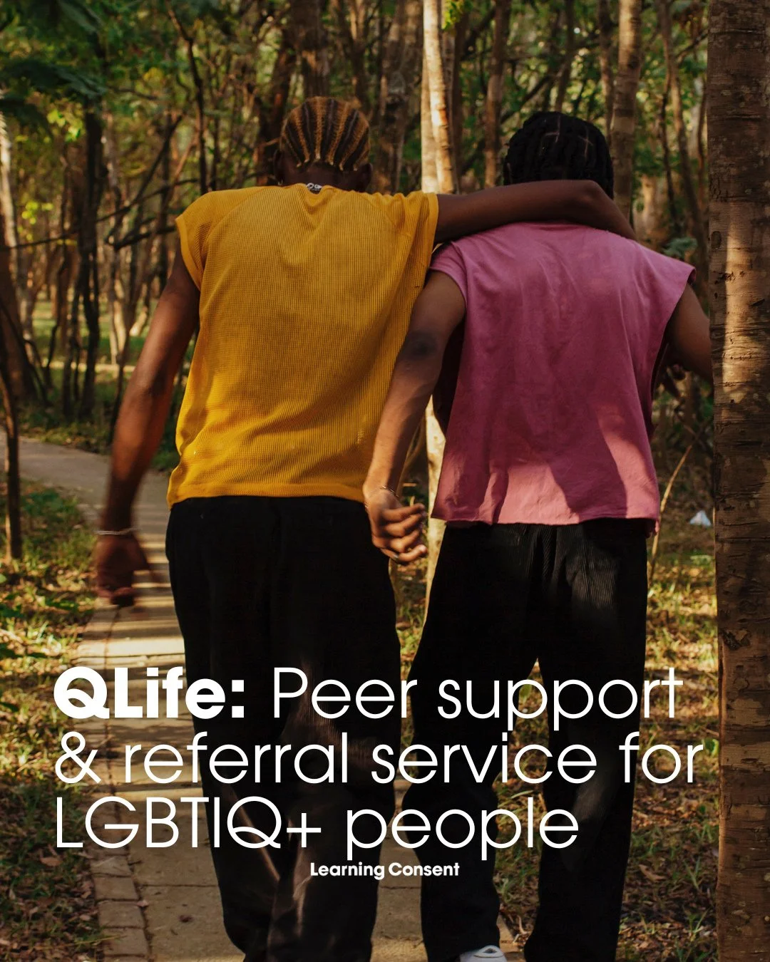 If you've been to one of our workshops at Learning Consent, you would have heard us refer to the service 𝗤𝗟𝗶𝗳𝗲. ⁠
💚⁠
@qlife_aus provides anonymous LGBTIQ+ peer support and referrals over the phone or on webchat for people wanting to talk about 