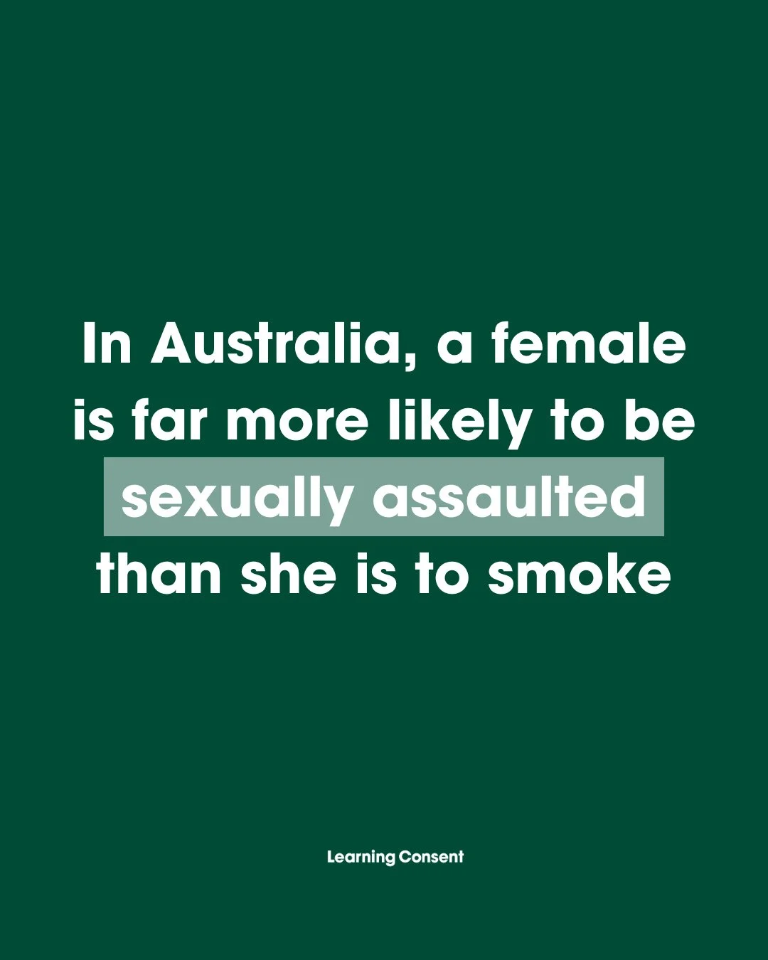 Here are the stats from the Australian Bureau of Statistics (ABS)⁠
⁠
👉Just over 8% of Australian females smoke (ABS 2023)⁠
👉22% of females over 15 have been sexually assaulted (ABS Personal Safety Survey 2021-22)⁠
⁠
That means that 𝗶𝗻 𝗔𝘂𝘀𝘁𝗿?