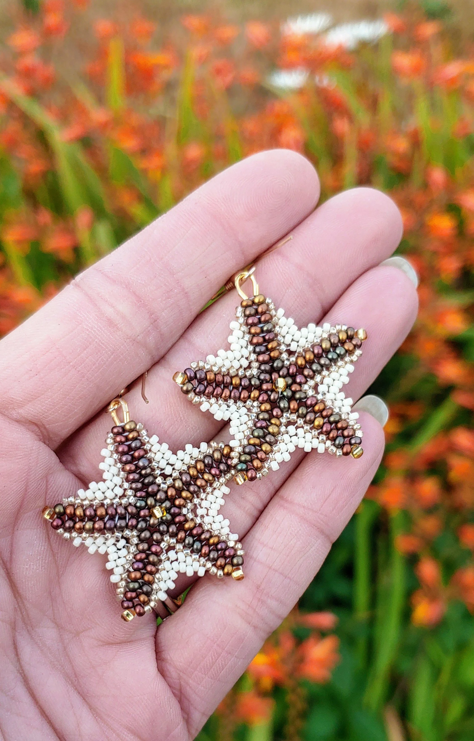 Sea Stars - Rainbow Copper + Cream Earrings