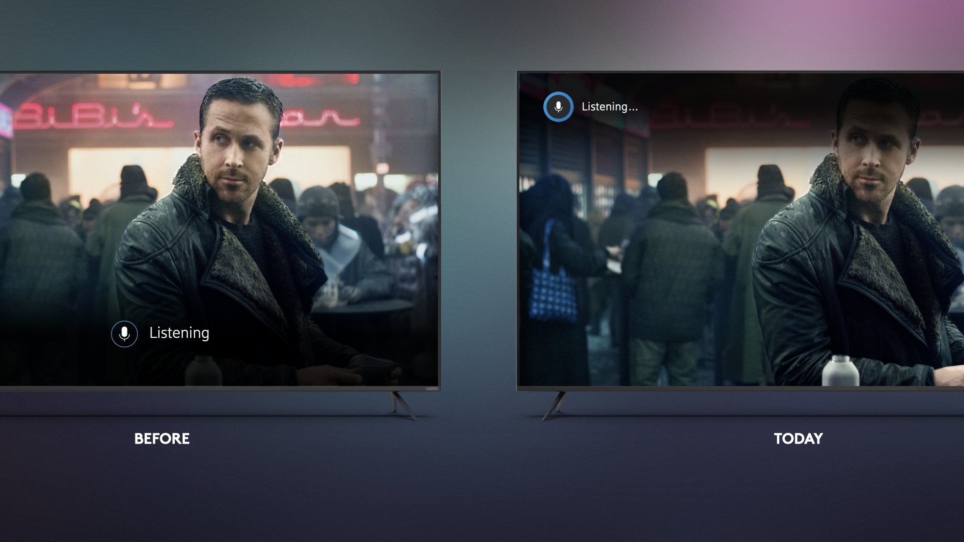 Moving the voice interface to the top allowed the interface to be more contextual to onscreen