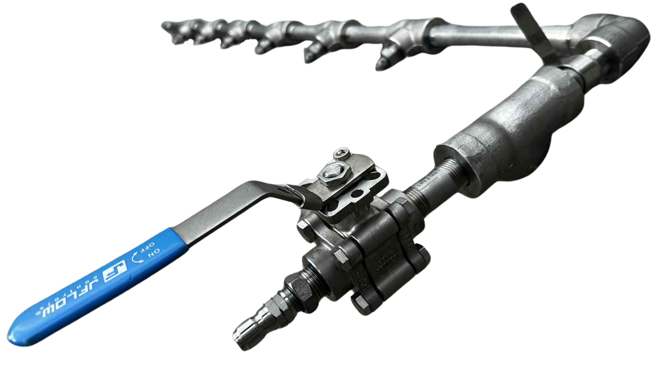 Custom spray bar with 6 nozzles and a ball valve