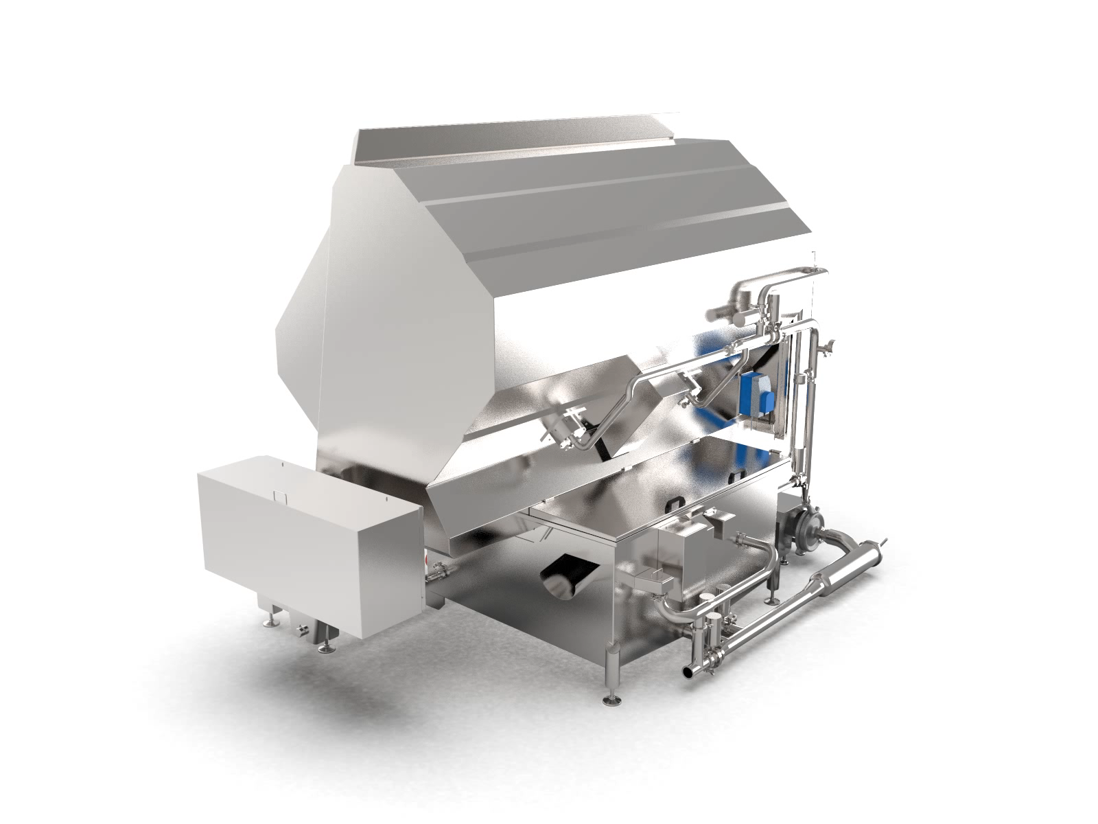 A Qualtech Bin Washer machine with the lid closed.