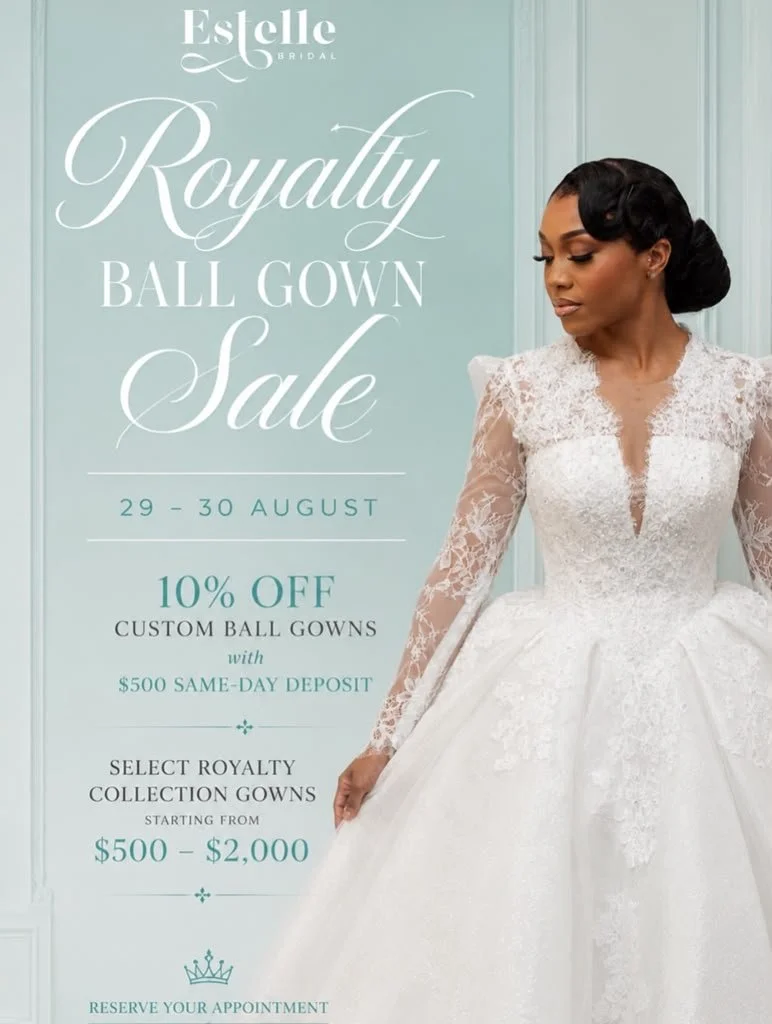 Estelle Bridal Royalty Sale: Ball Gown Wedding Dresses in Houston