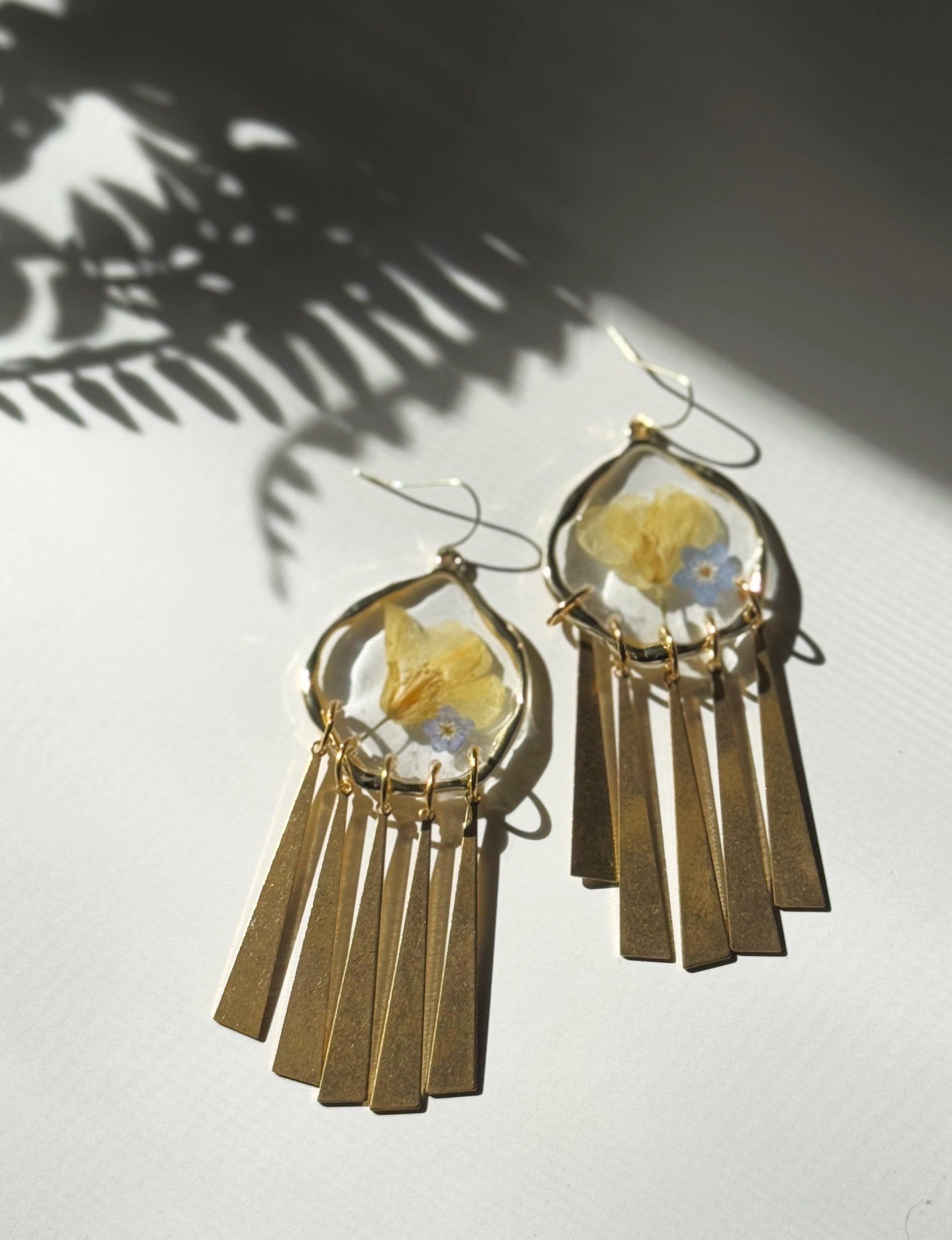Blue & Tan Botanical Dangles