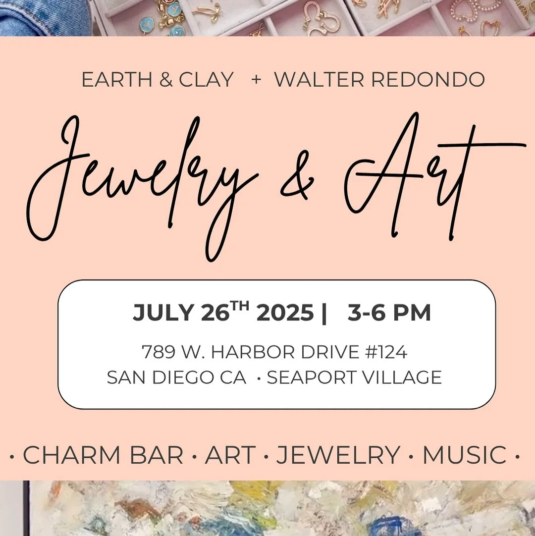 Looking for something fun to do this weekend? Come drop by July 26th from 3-6 to shop jewelry, Charm Bar, music and art by the talented @walterredondo ✨