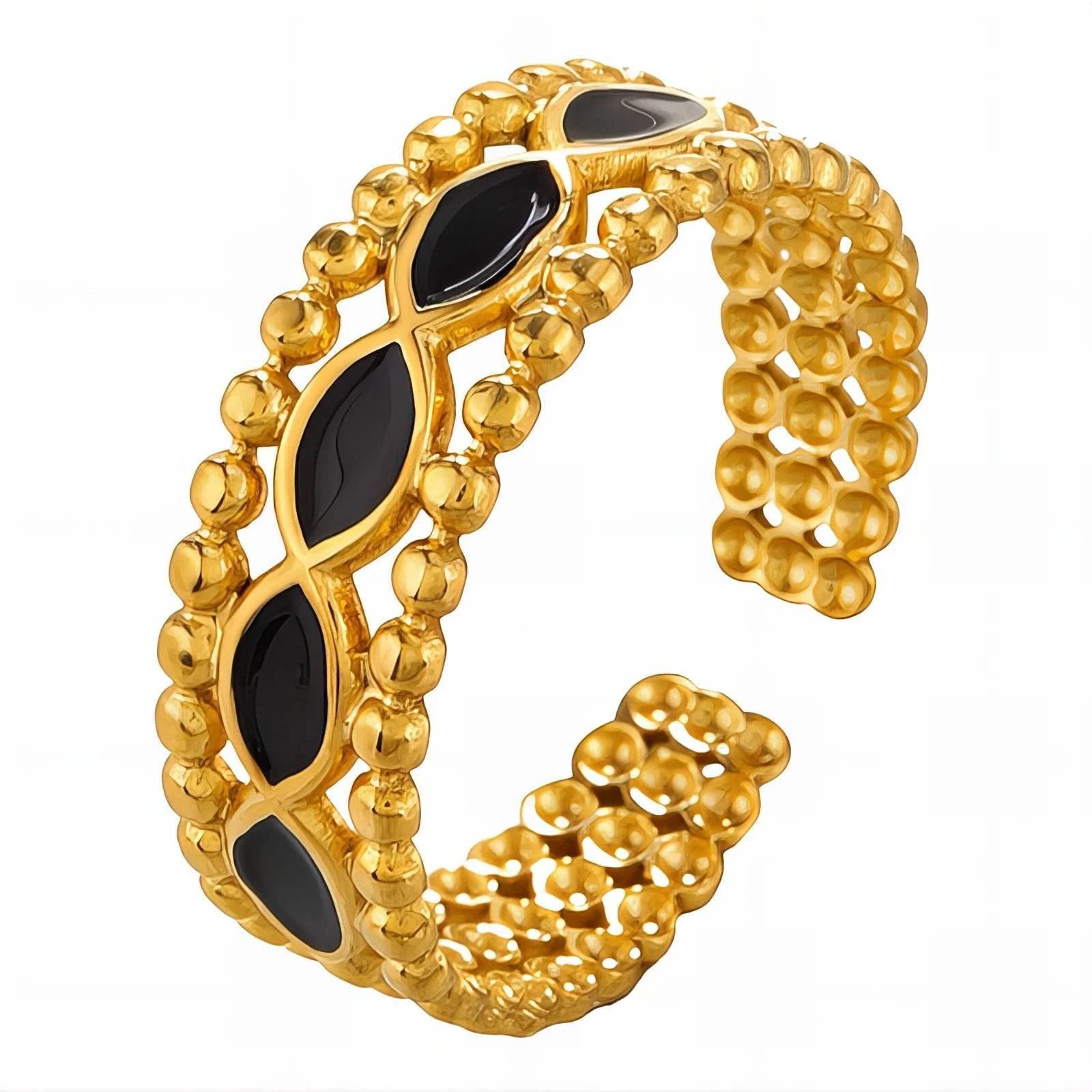 Black Vintage Dot Ring