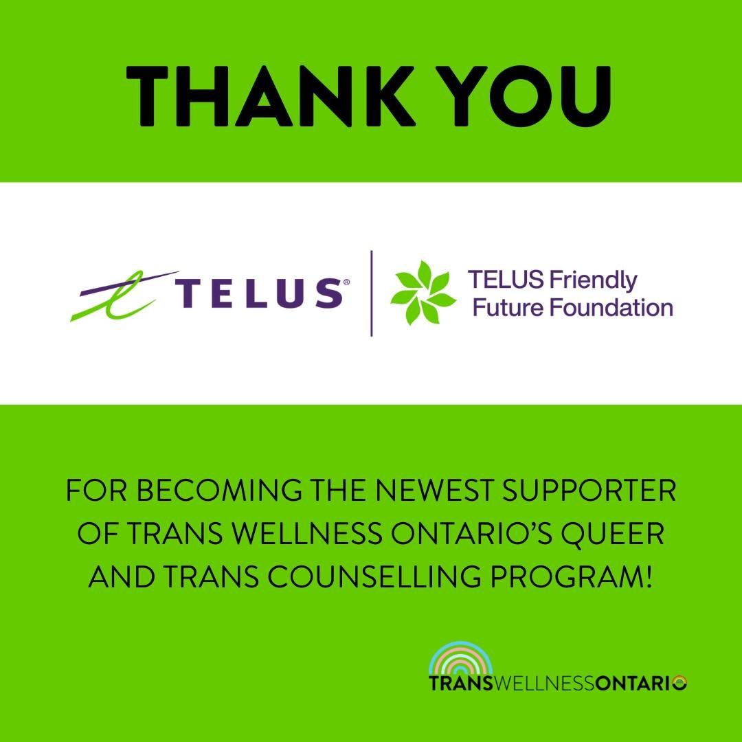 Thank you so much to TELUS&reg; and TELUS Friendly Future Foundation&reg; for becoming the newest supporter of our counselling program, we are incredibly grateful for the funders that make our work possible!

@telus @friendlyfuturefoundation 

#Frien