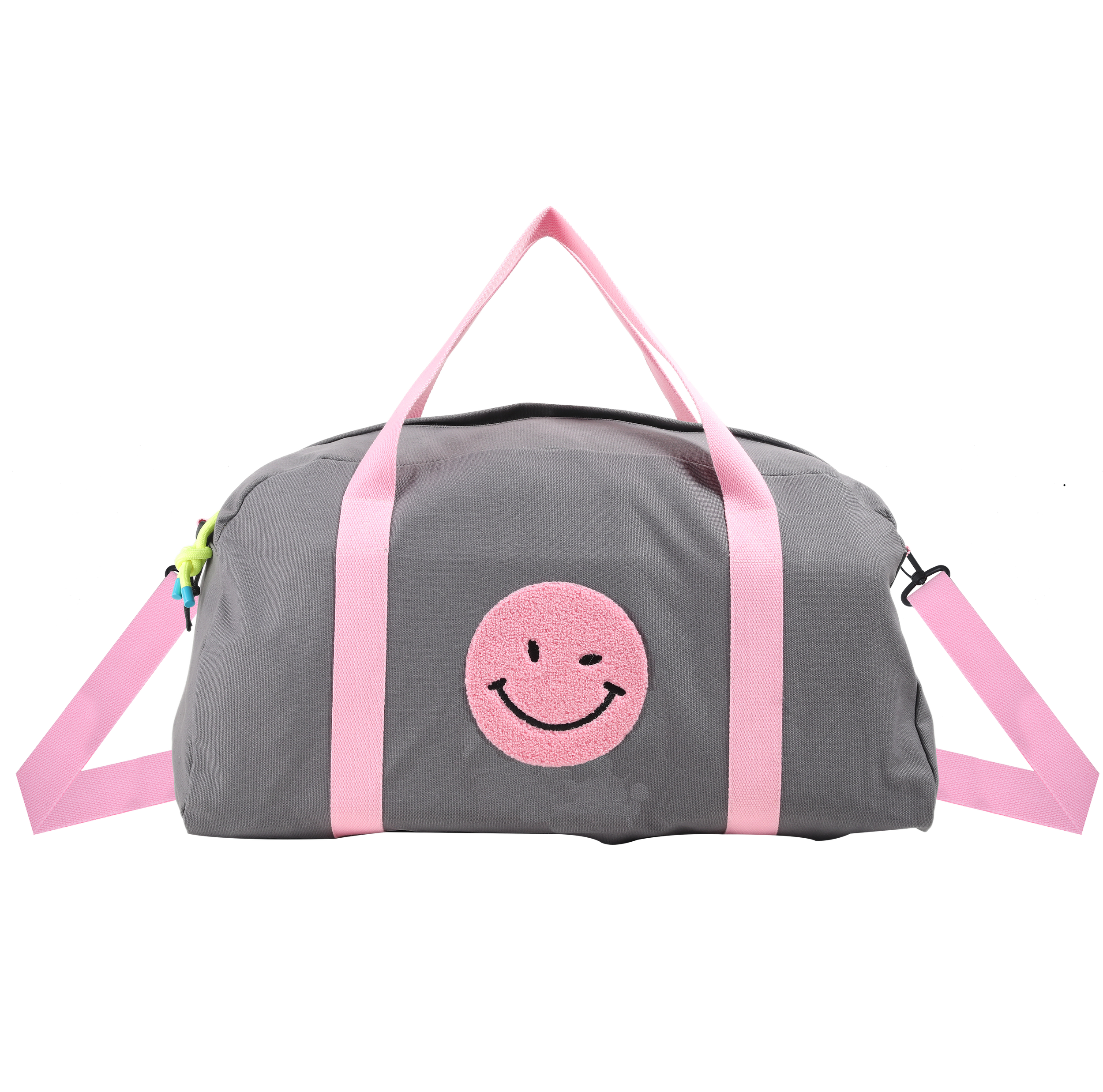 Travel Bag- Joy rider Grey with pink smiley- COMING SOON
