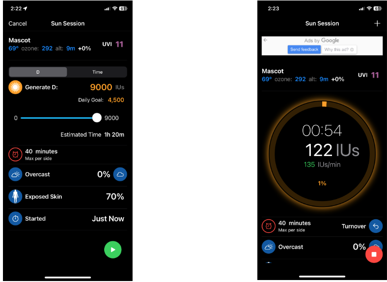 an image of a Vitamin D tracking mobile phone application