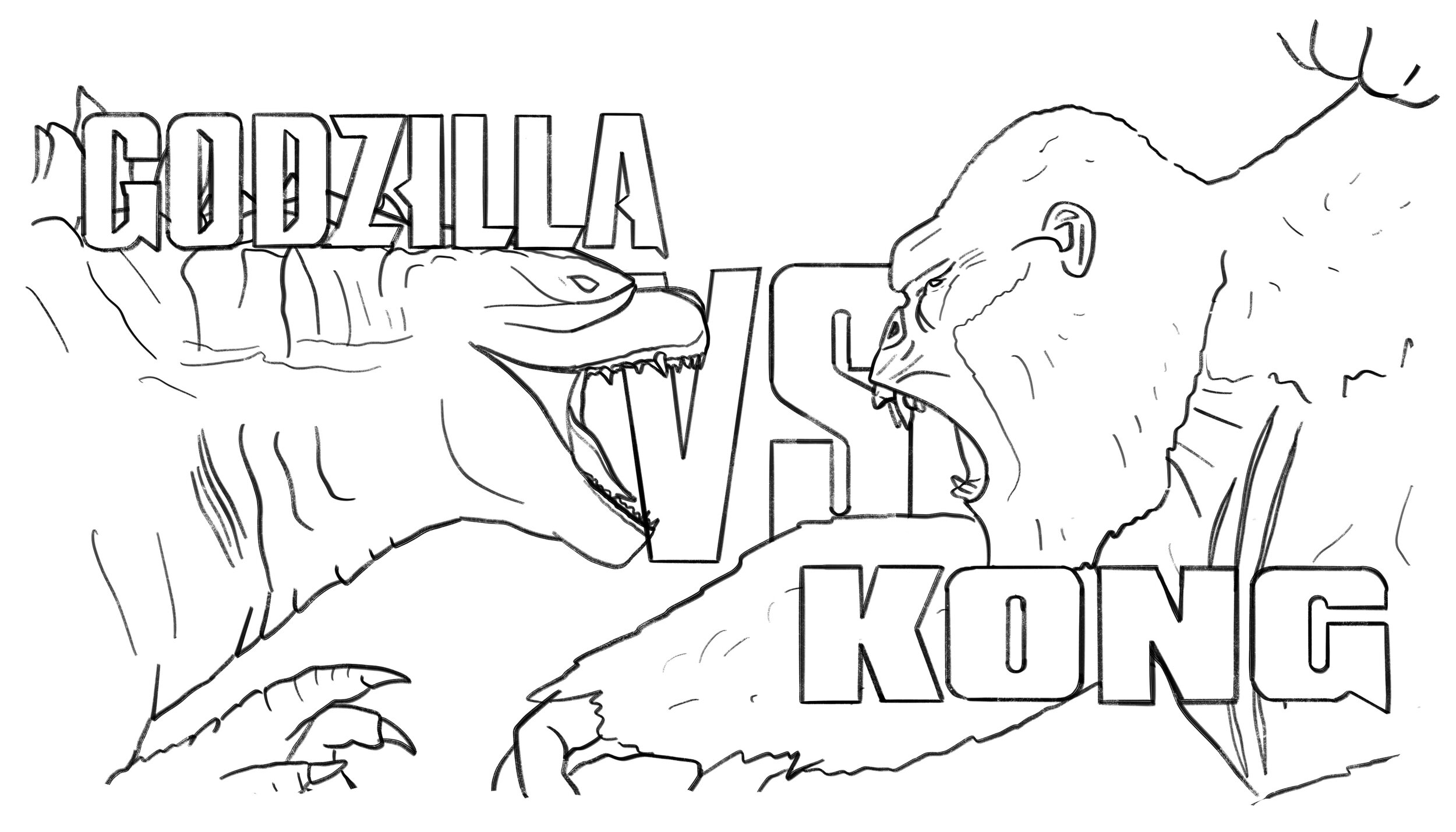 godzilla vs king kong coloring pages