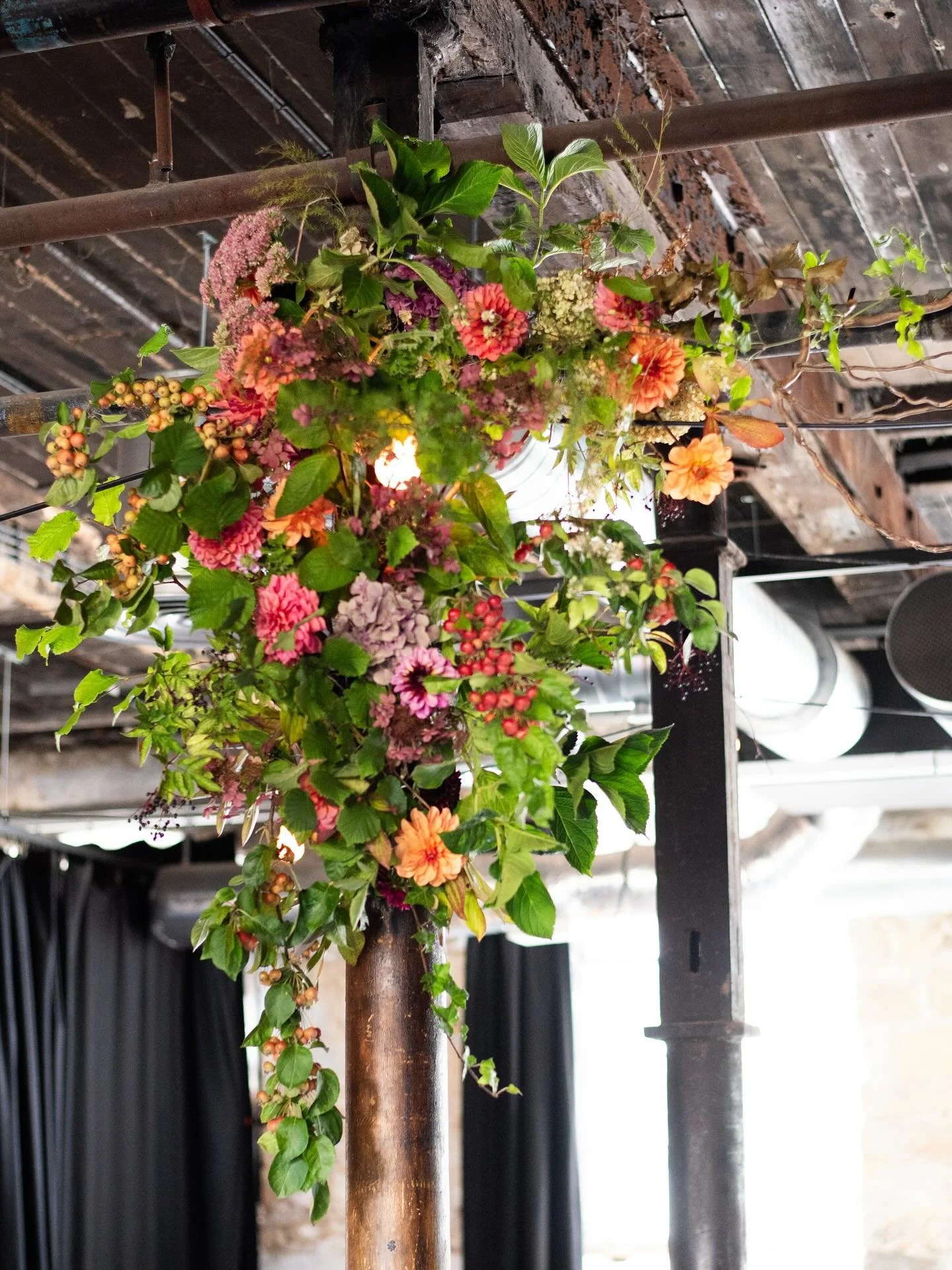 Our favourite venue @oldwoollen are taking wedding bookings for summer 2026 😍

So @annadbell_branchout and I went to play around with dressing this beautiful industrial space. Anna brought boughs of crab apples and the most perfect branch 👌 Ivy and
