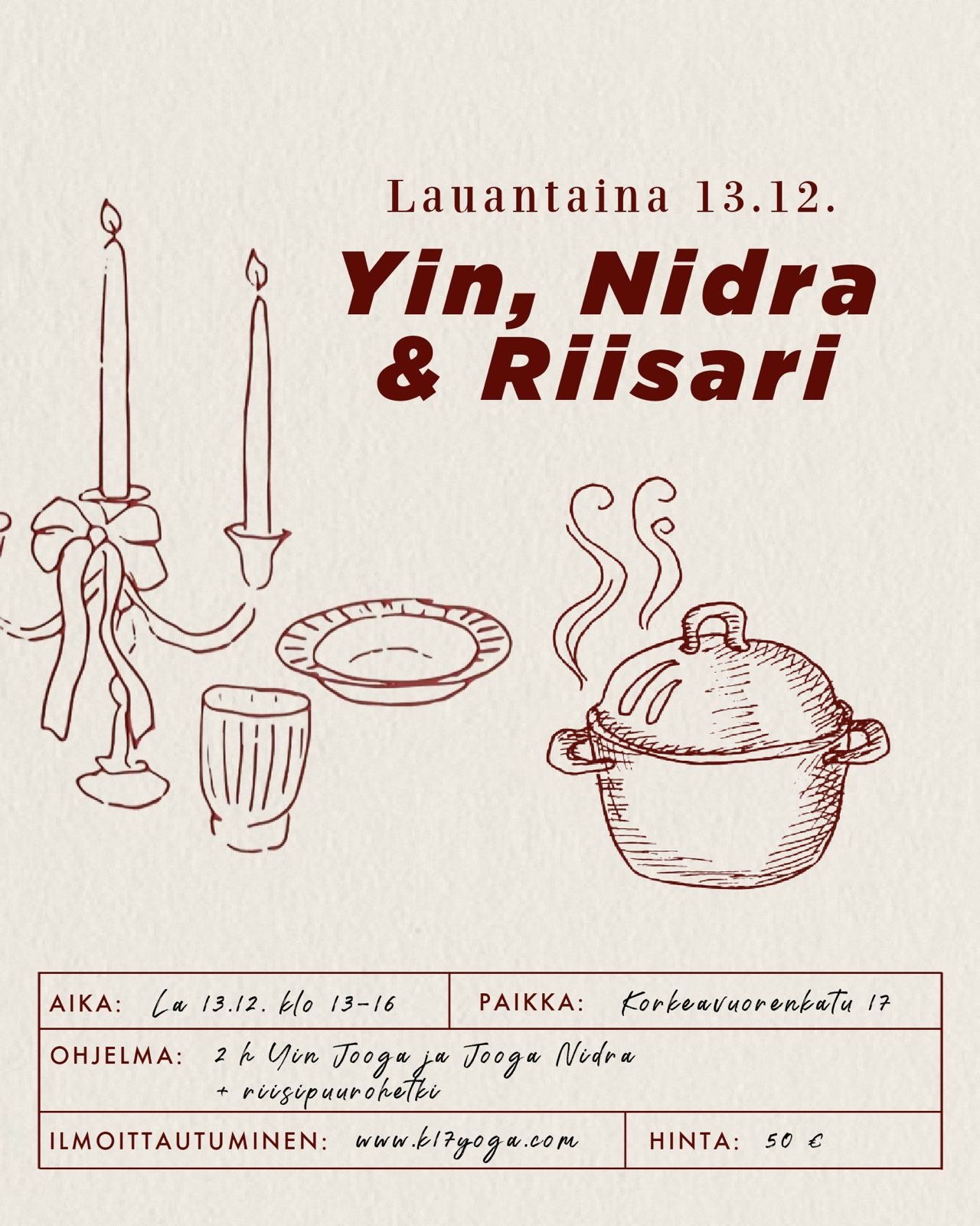 Yin, Nidra & Riisari | K17 Yoga Helsinki
