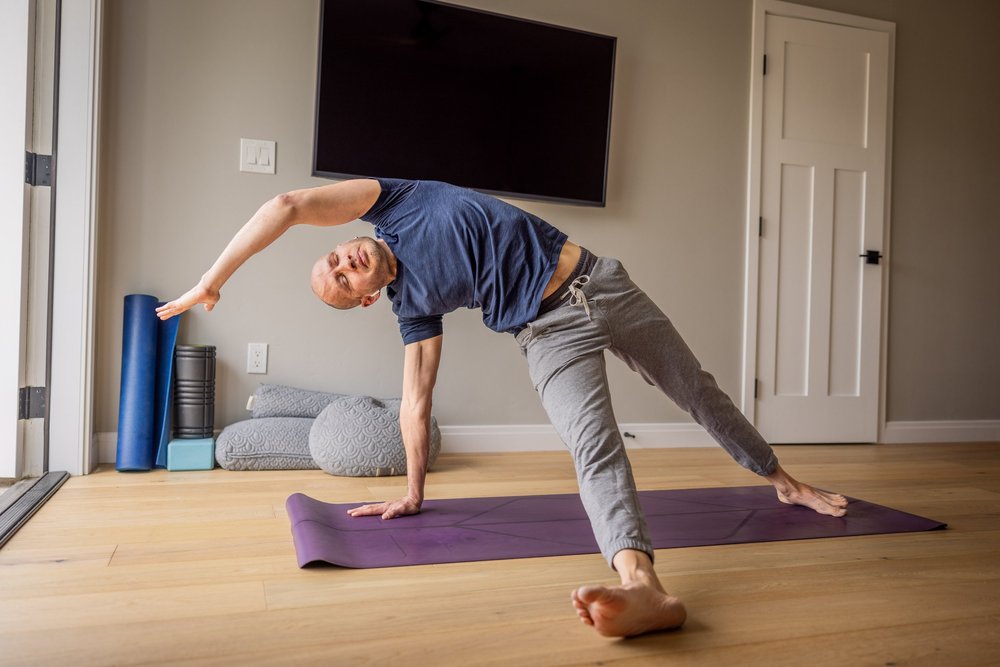 Francisco Ayala practising yoga