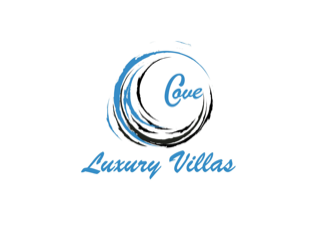 Logo with a circular design and the words 'Cove Luxury Villas'