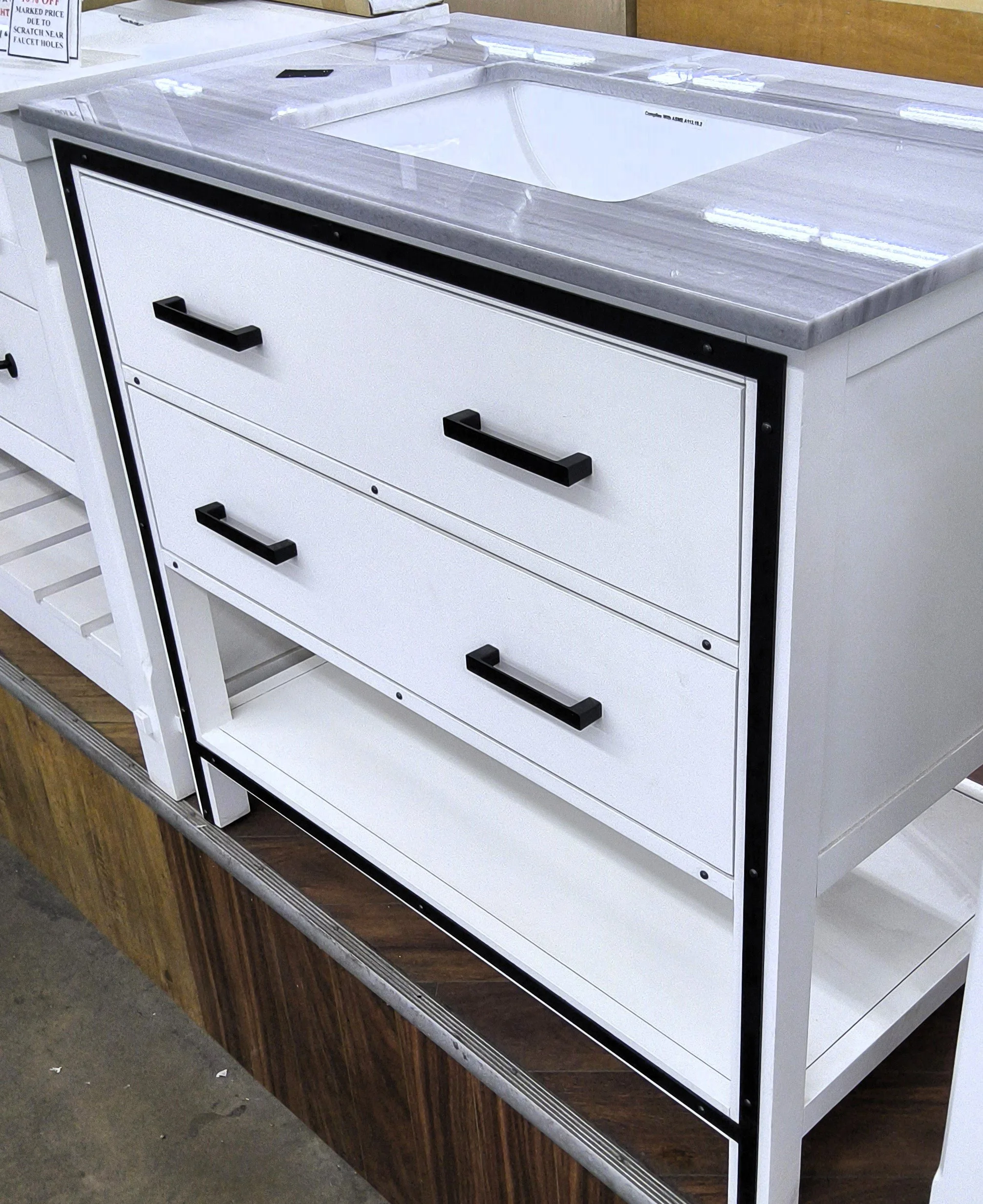 Full Vanity Combo Hendrick-Top has small Crack…Big Sale Item