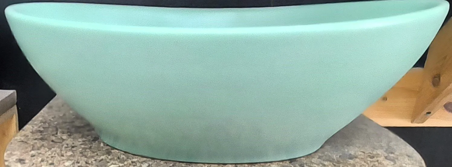 Teal Ceramic Oval Curved Sink