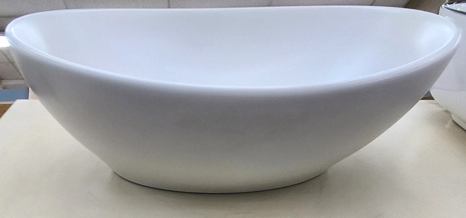 Matte White Ceramic Oval Vessel Sink 