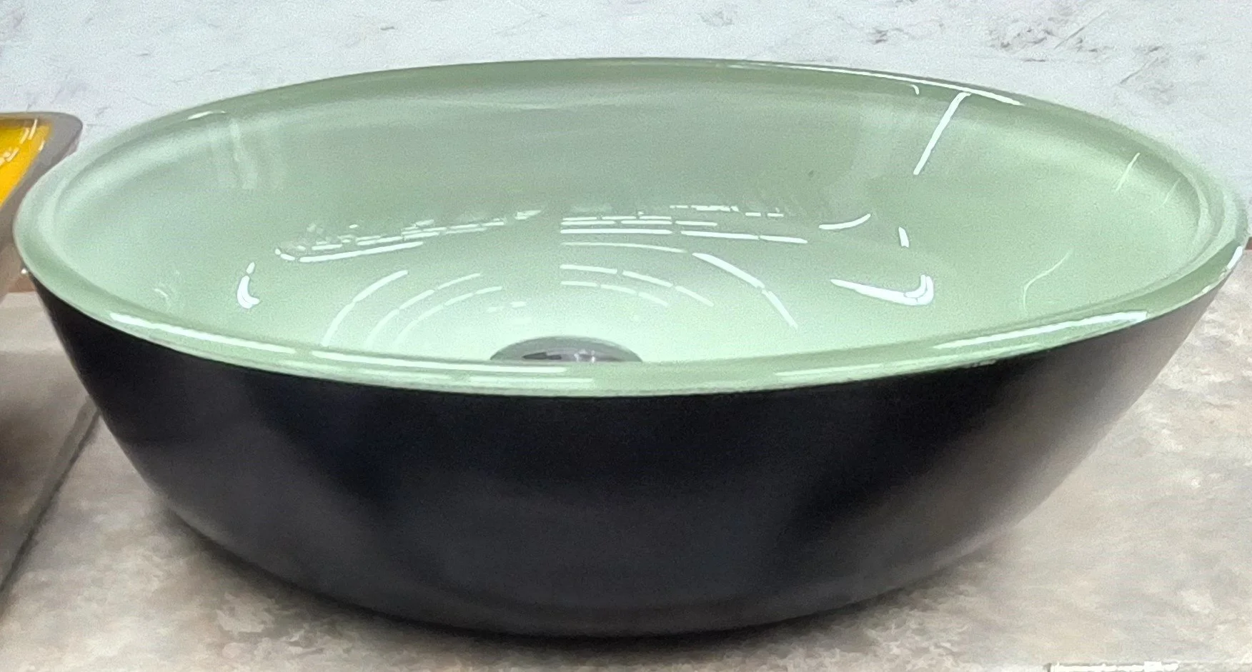 Dual Lt &amp; Dk Green Glass Bowl Vessel