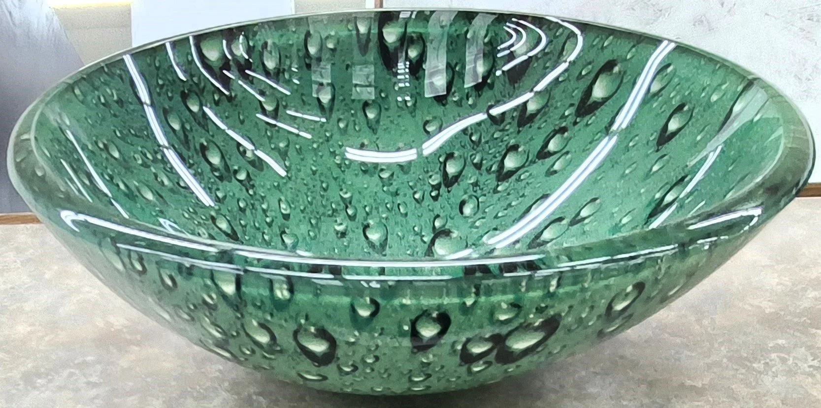 Forest Green Raindrop Glass Vessel Sink