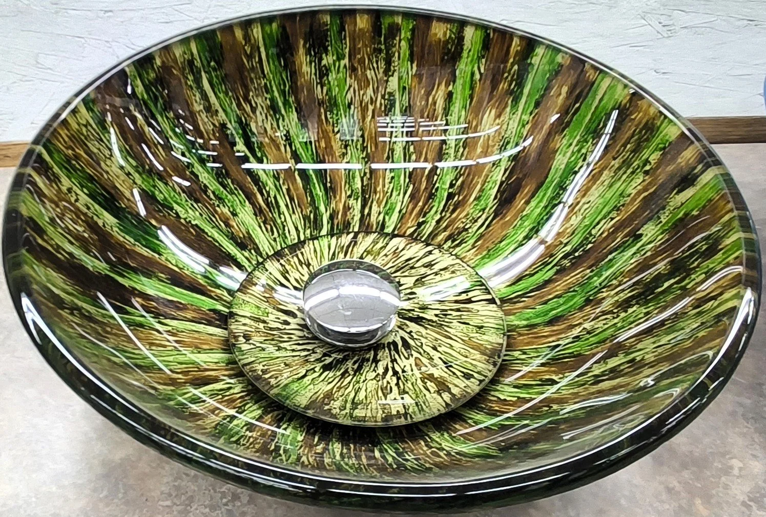 Striped Forest Camo Glass Vessel Sink 