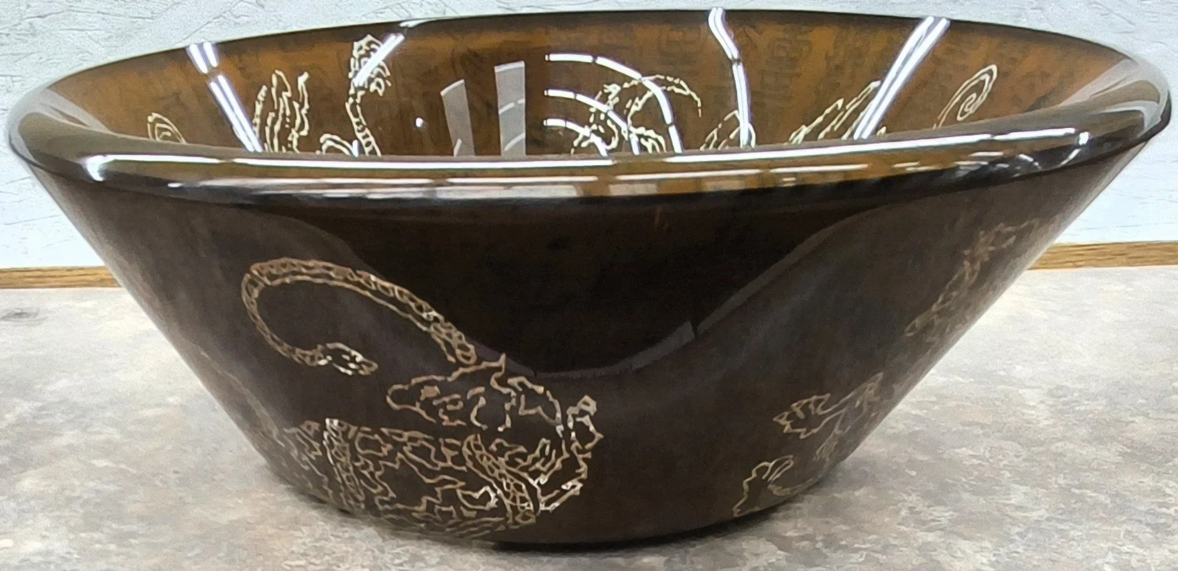 Brown Dragon Glass Vessel Bowl Sink
