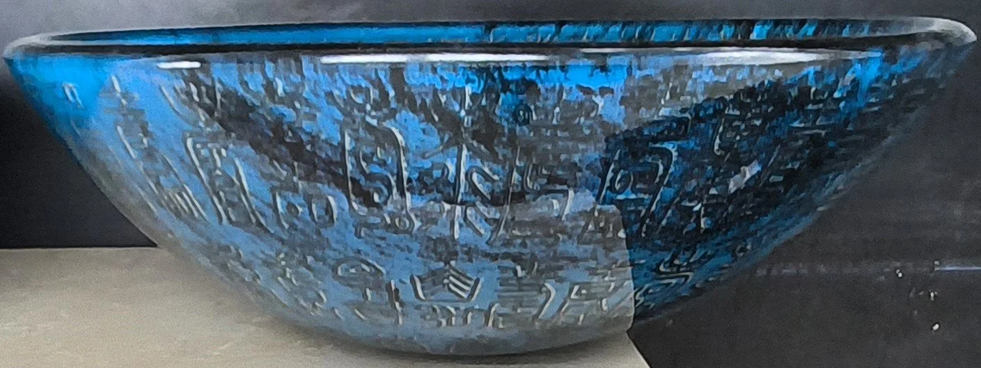 Storm Blue Symbols Glass Vessel Sink