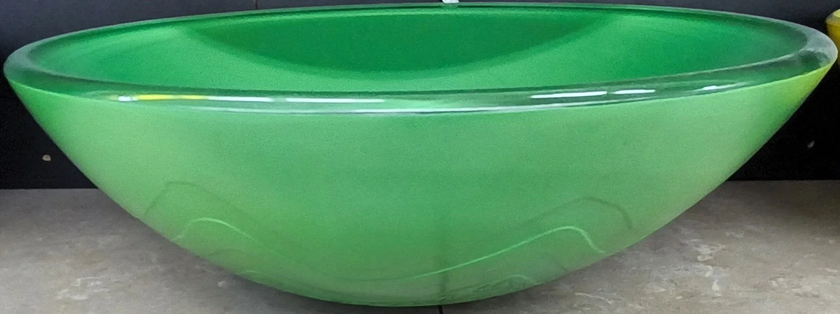 Wavy Green Glass Vessel Bowl Sink