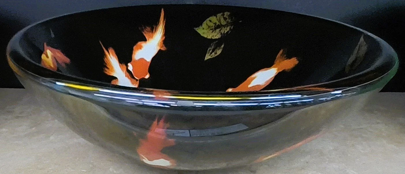 Flame and Leaf Black Glass Vessel Sink