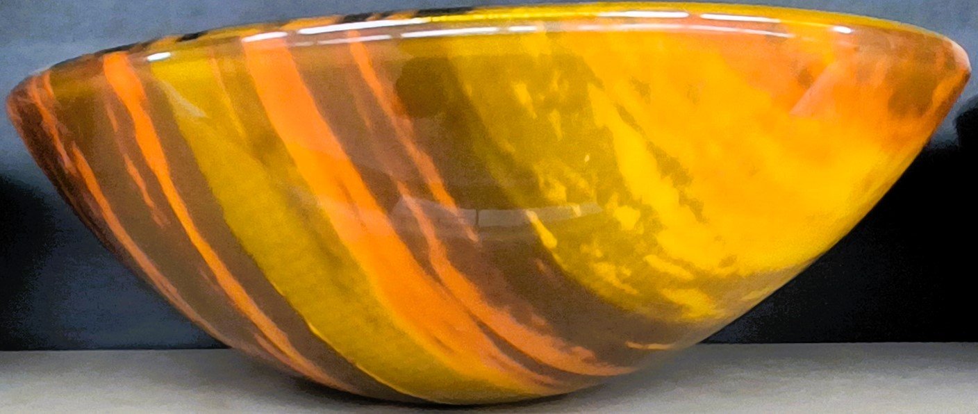 Yellow Tiger Striped Glass Vessel Sink
