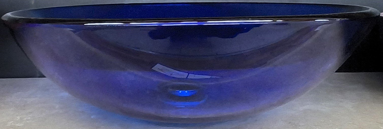 Clear Blue Glass Vessel Sink