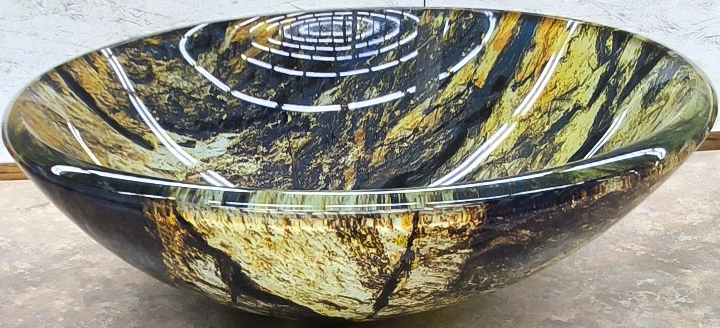 Yellow Forest Glass Vessel Sink
