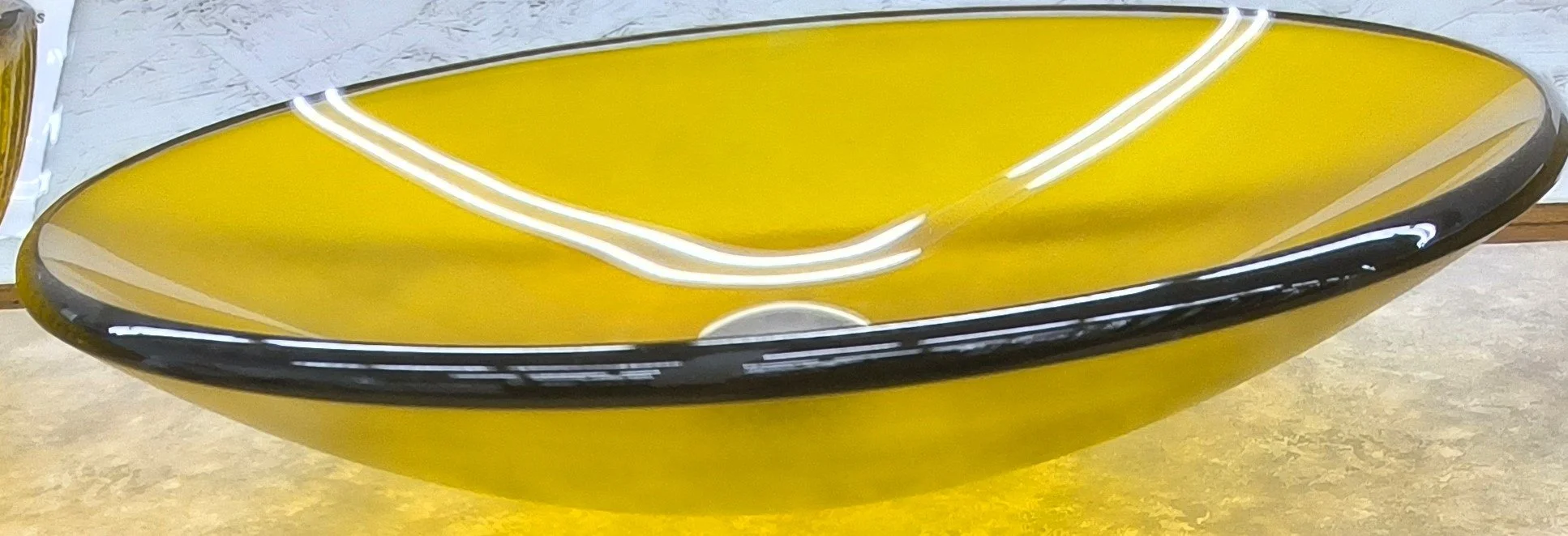 Clear Yellow Glass Plate Vessel Sink