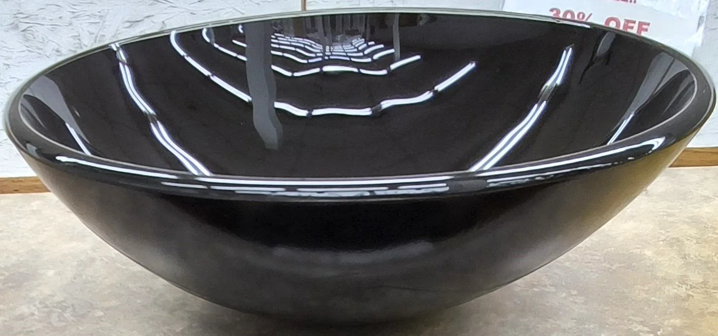 Black Glass Bowl Vessel Sink 