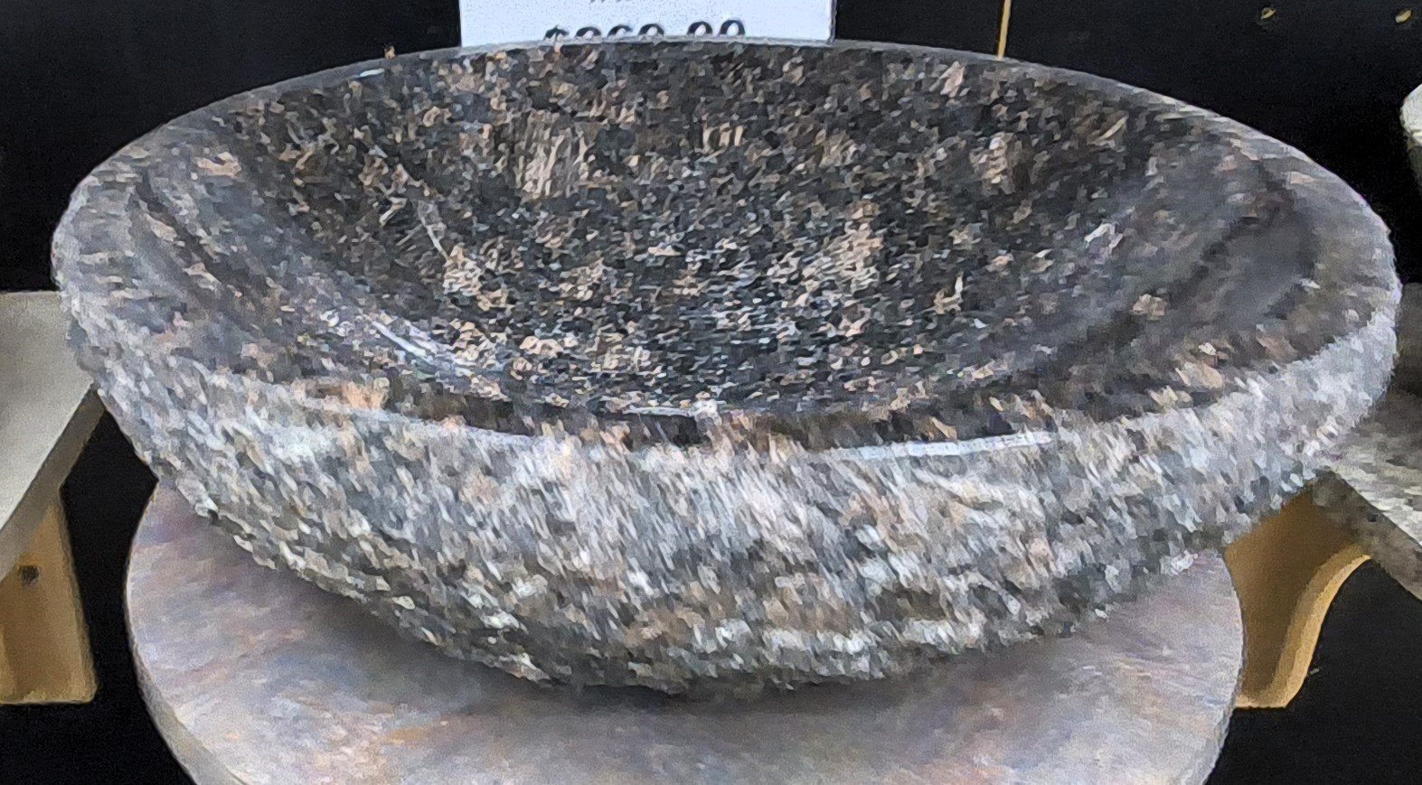 Tan Brown Chiseled Stone Vessel Sink