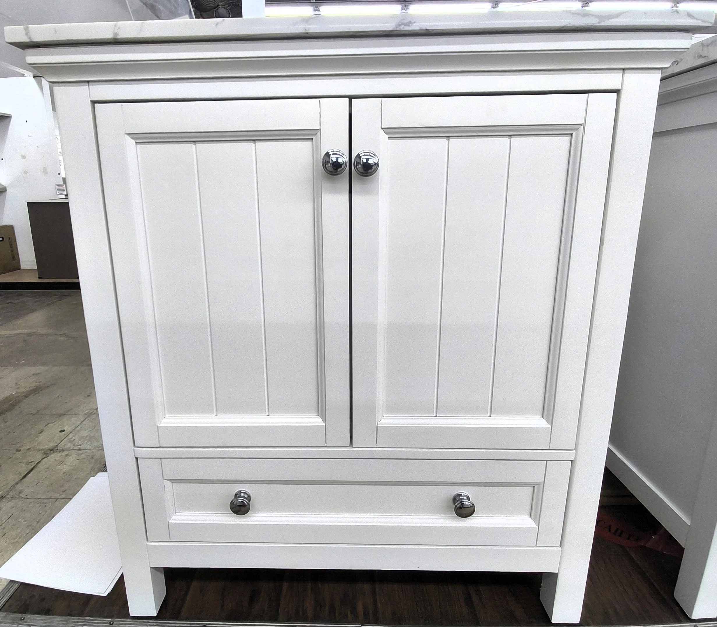 Fancy White Vanity with Top Aurafina  CH-30 HT2626 Vanity Combo