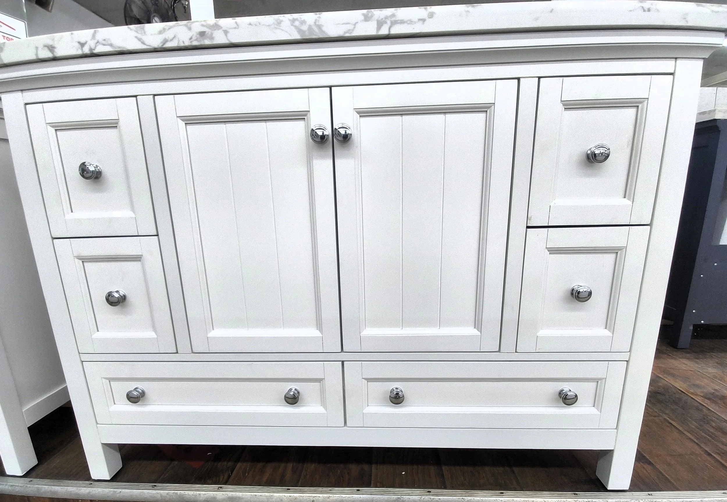 Fancy White Vanity with Top Aurafina - CH-48 HT2951 Combo Vanity