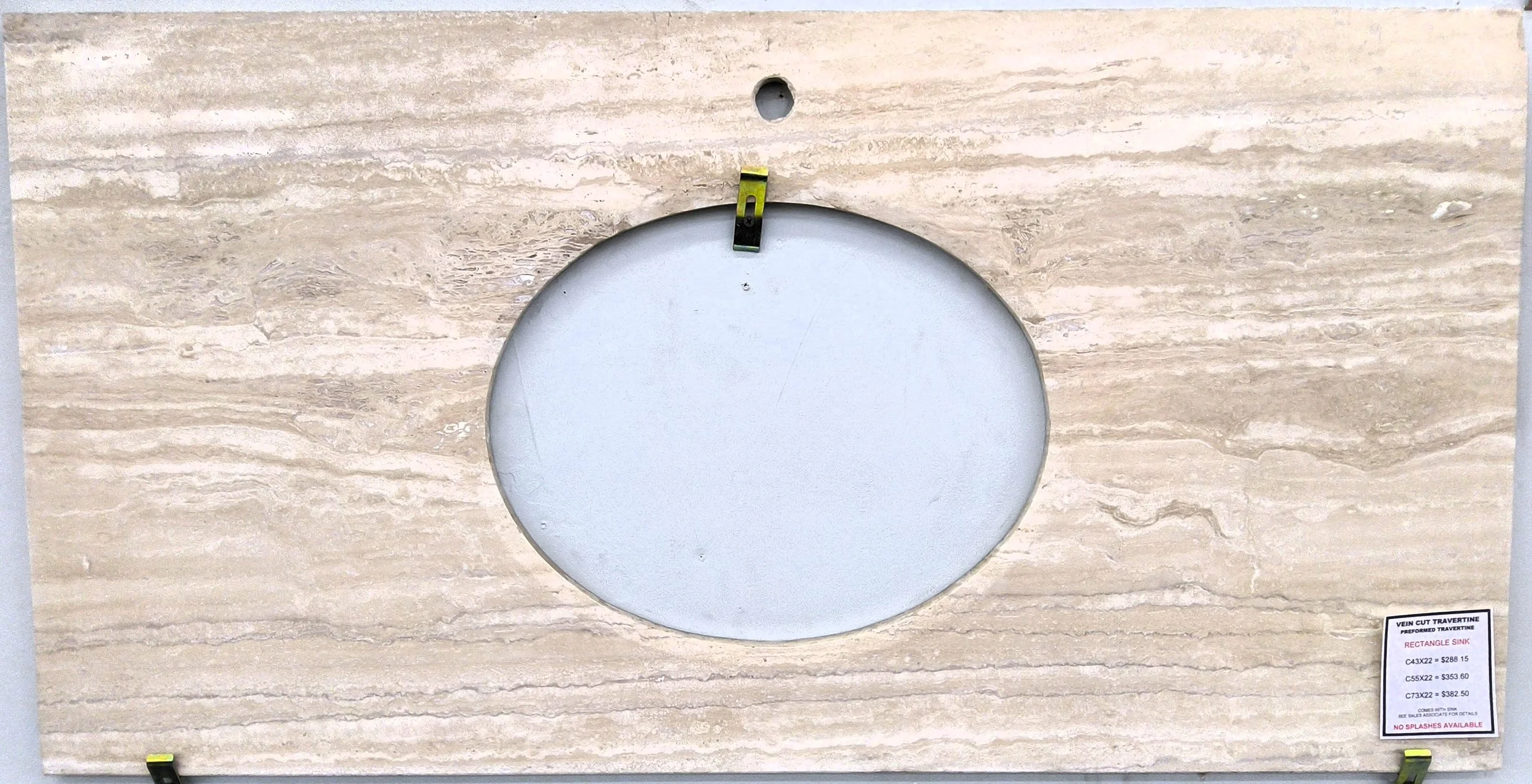 Vein Cut Travertine Rectangle Sink Pre-Formed Travertine