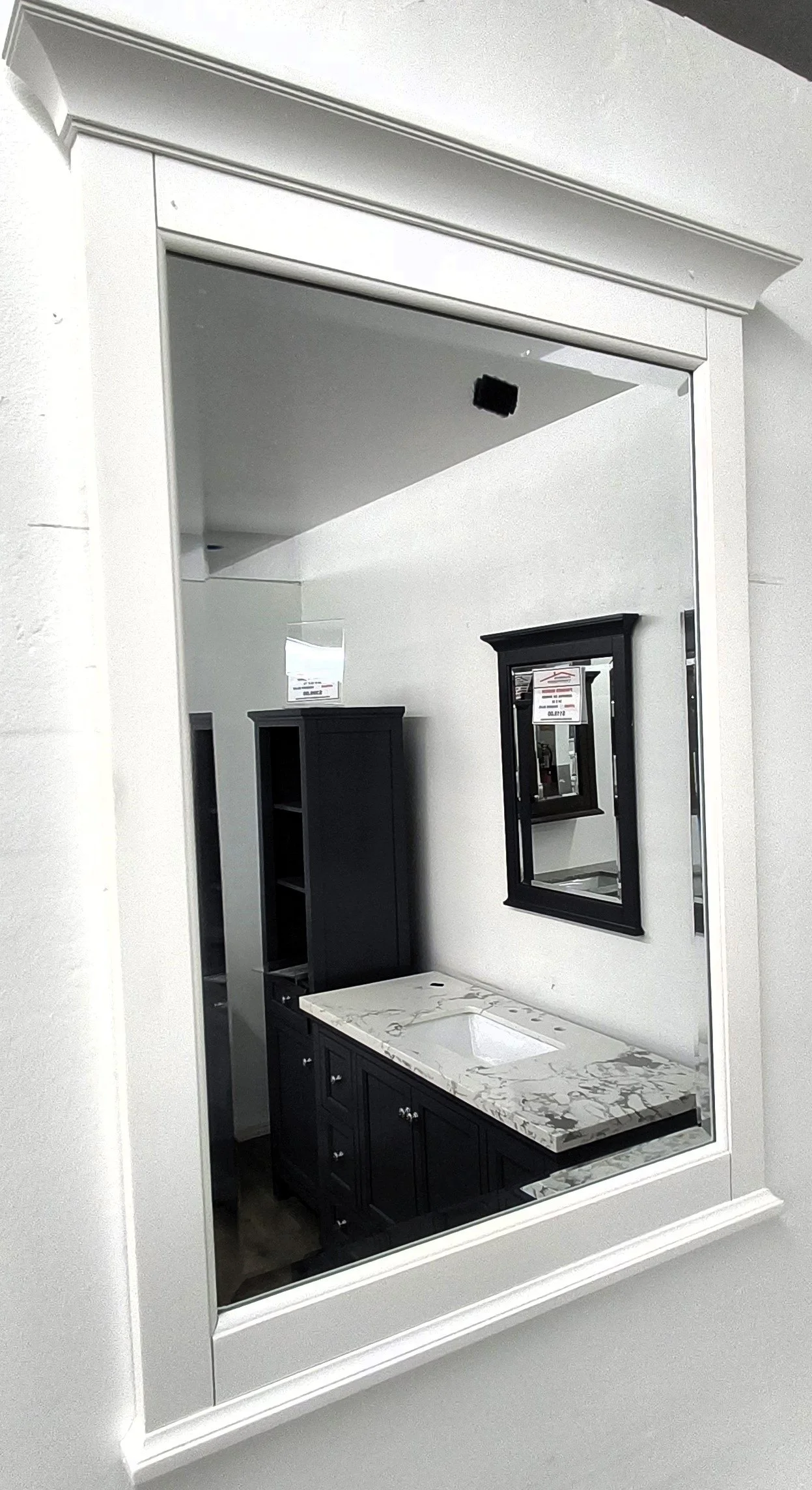 White Aurafina Finished Mirror