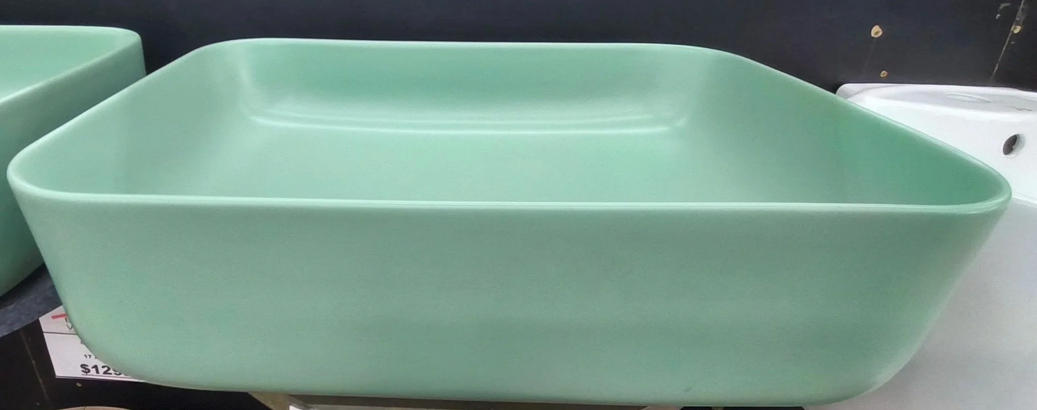 Teal Square Round Edges Sink