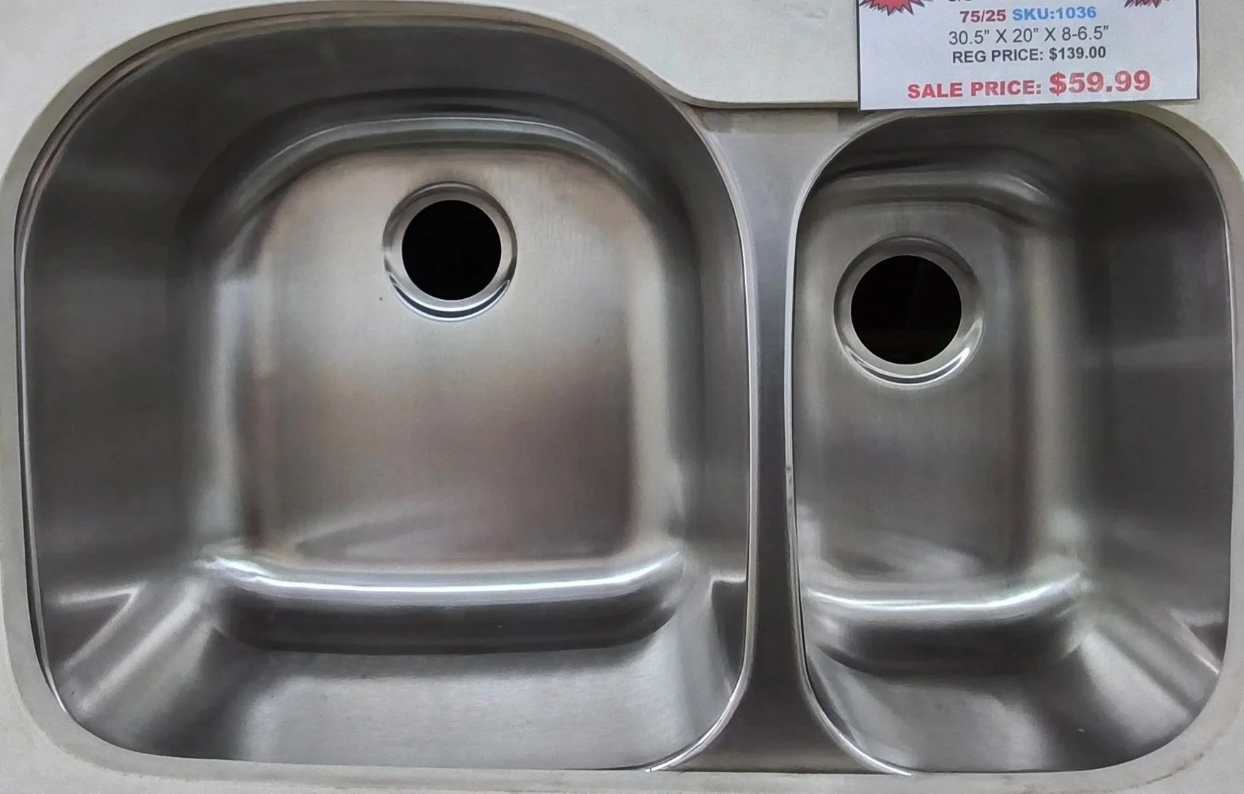 75/25 SKU:1036 Stainless Steele Undermount Sink