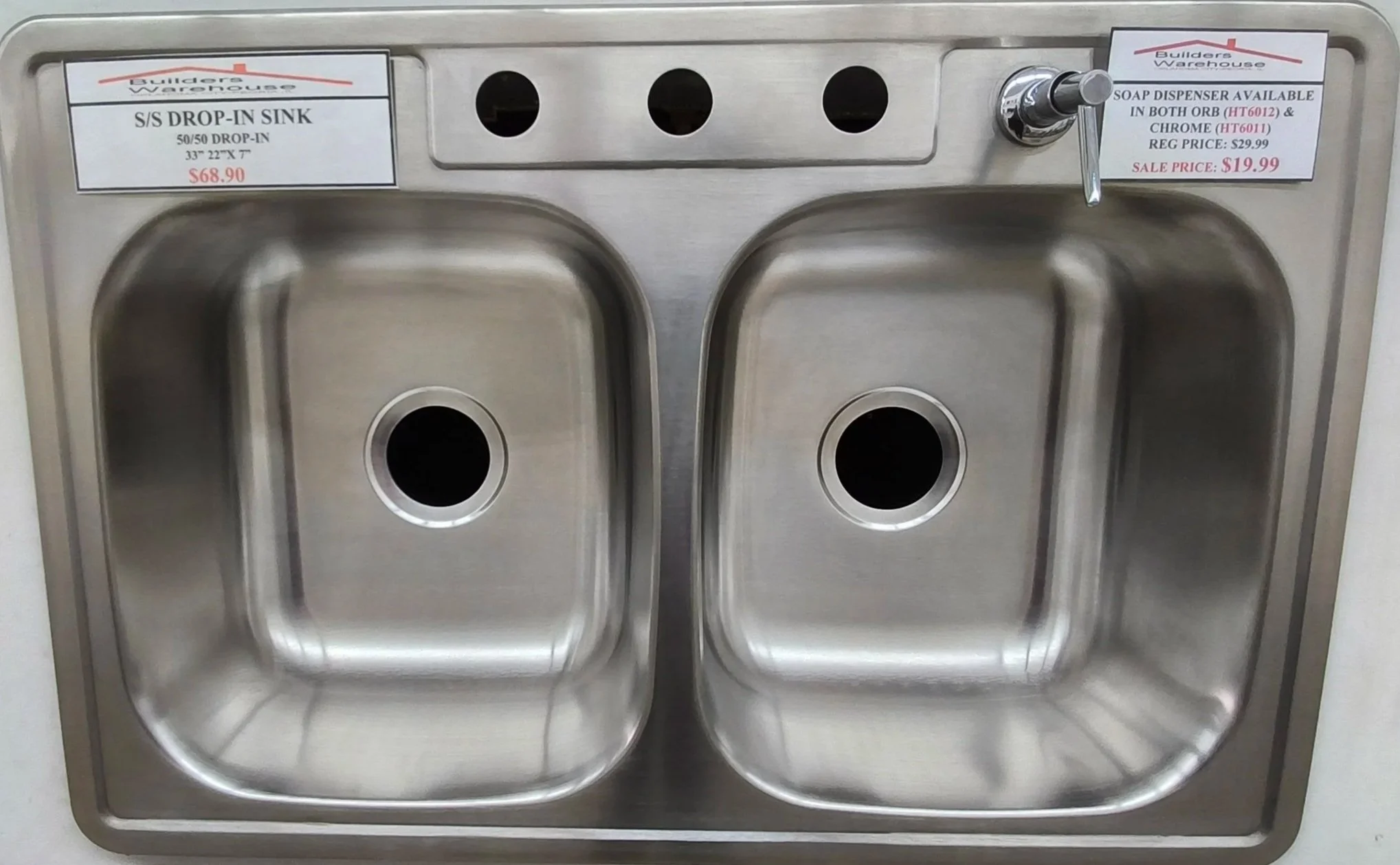 50/50 Stainless Steele Drop-in Sink